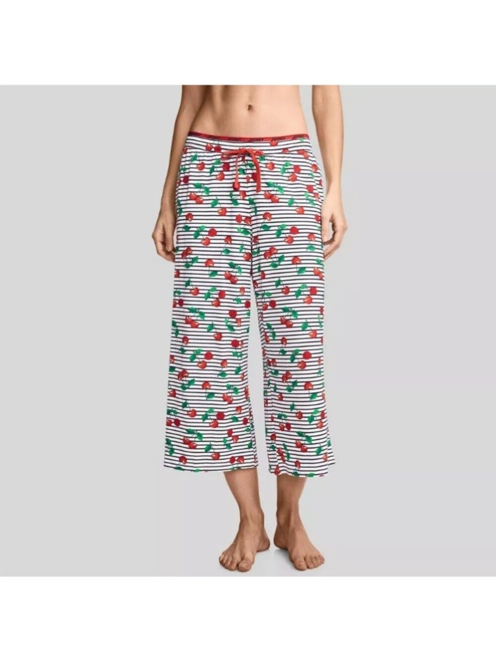 Jockey Generation Women's Soft Touch Luxe Cropped Pajama Pants M Cherry Stripe